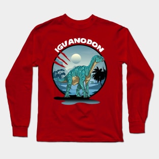 Iguanodon Dinosaur Design With Background Long Sleeve T-Shirt